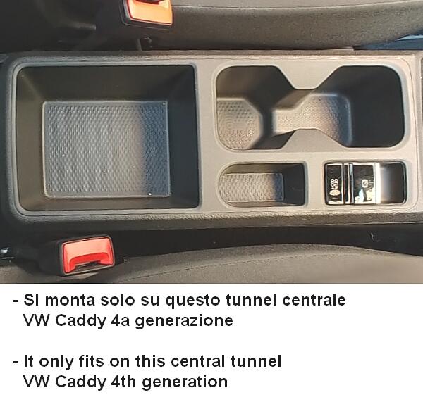 Volkswagen Caddy (dal 2021 in avanti) - bracciolo regolabile in lunghezza con portaoggetti - montaggio invisibile