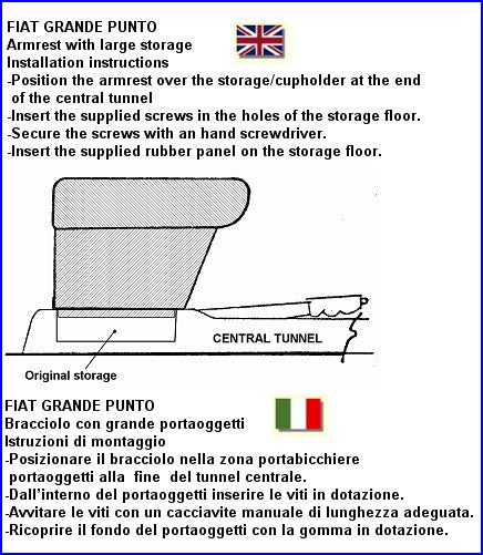 Fiat Grande Punto - Evo - Punto - adjustable armrest with storage - invisibile fitting