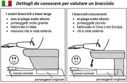 Fiat 500 (restyling dal 2015 in avanti) - con sedili Sabelt - bracciolo mod. PREMIUM regolabile in lunghezza con portaoggetti