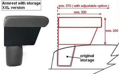 Peugeot 2008 (from 2020&gt;) - length-adjustable armrest with storage compartment - mounting in original points