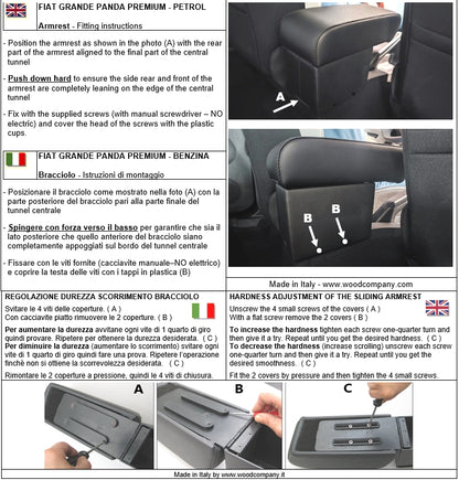 Fiat Grande Panda (petrol version) - adjustable armrest with storage