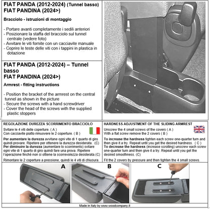 Fiat Panda (2012-2024) and Pandina - adjustable armrest with storage