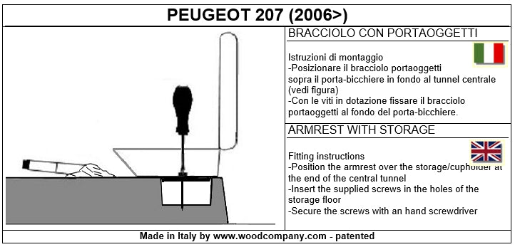 Peugeot 2008 (from 2020&gt;) - length-adjustable armrest with storage compartment - mounting in original points