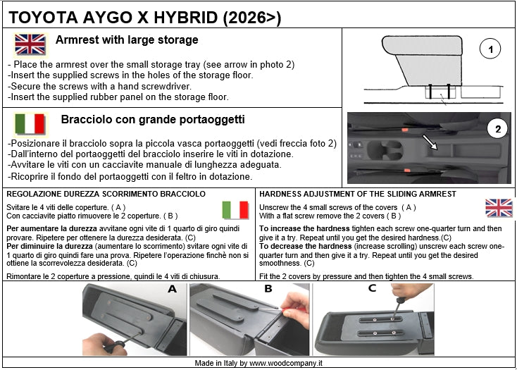 Peugeot 2008 (à partir de 2020>) - accoudoir réglable en longueur avec rangement - fixation dans les points d'origine